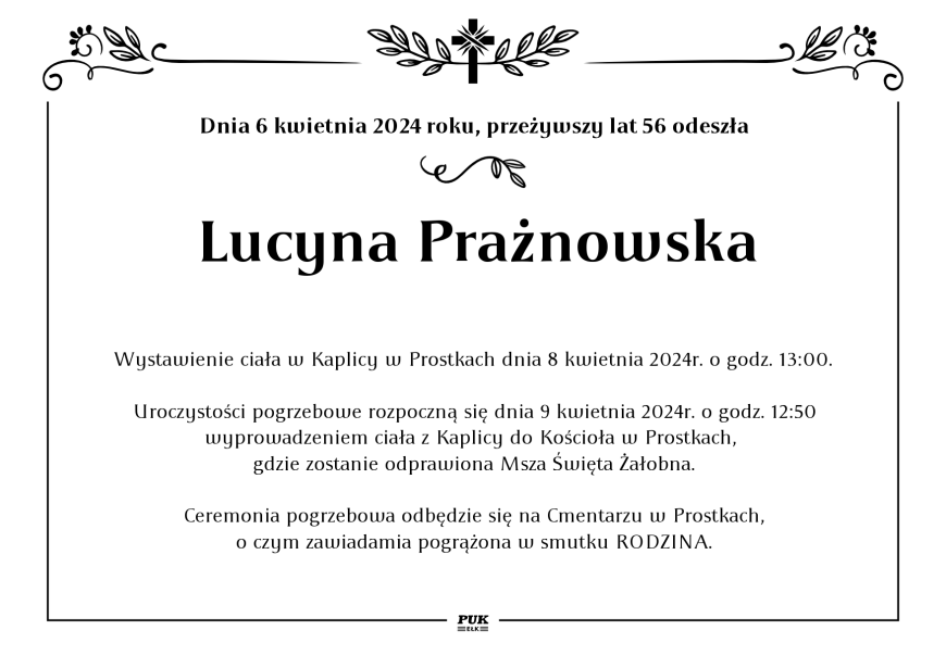 Lucyna Prażnowska - nekrolog